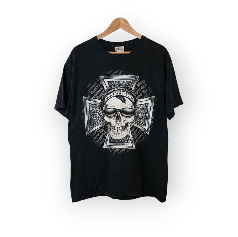 Vintage Easyriders Men's Skull & Shield Graphic Biker Motorcycle Shirt Large